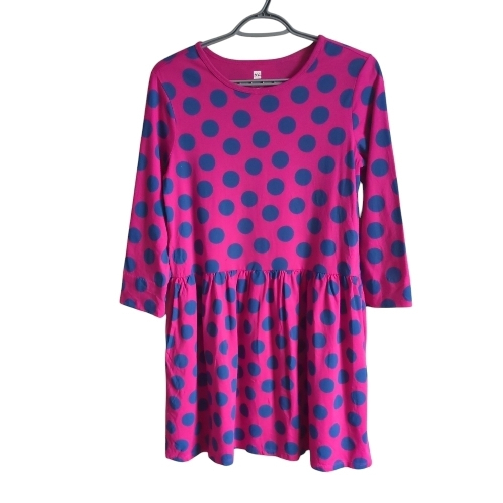 Tea Collection Magenta and Blue‎ Polka Dot Dress Size 16